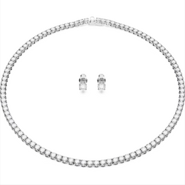 Swarovski Matrix Rhodium Plated Round White Crystal Tennis Gift Set, 5647730