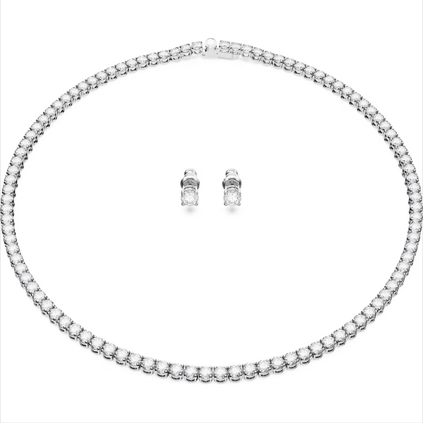 Swarovski Matrix Rhodium Plated Round White Crystal Tennis Gift Set, 5647730