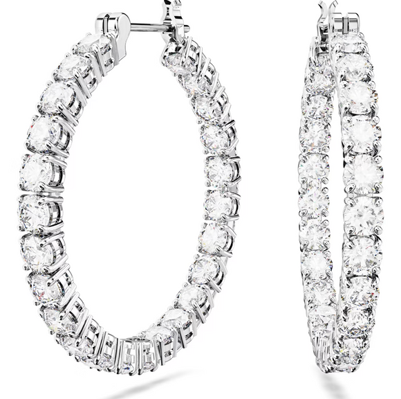 Swarovski Matrix Heart Hoop Earrings Argento.com