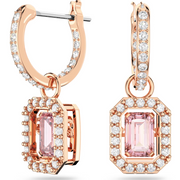 Swarovski Millenia Rose Gold Tone Plated Octagon Pink Crystal Earrings, 5649474