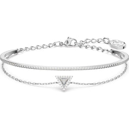 Swarovski Ortyx Rhodium Plated Medium White Crystal Triangle Bracelet, 5643733
