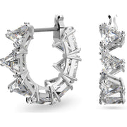 Swarovski Ortyx Rhodium Plated Small White Crystal Triangle Hoop Earrings, 5632467