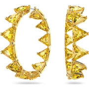 Swarovski Ortyx Yellow Gold Tone Plated Yellow Crystal Triangle Hoop Earrings, 5632466