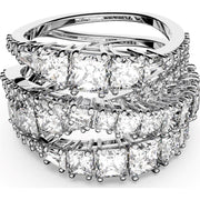 Swarovski Rhodium Plated White Crystal Twist Wrap Ring Size 50