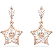 Swarovski Stella Rose Gold Tone Plated White Crystal Star Drop Earrings, 5645466