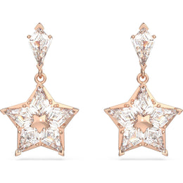 Swarovski Stella Rose Gold Tone Plated White Crystal Star Drop Earrings, 5645466
