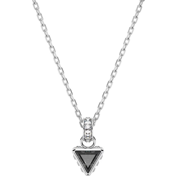 Swarovski Stilla Rhodium Plated Triangle Grey Crystal Pendant Necklace, 5648752 