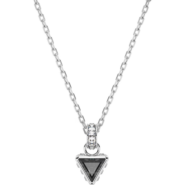 Swarovski Stilla Rhodium Plated Triangle Grey Crystal Pendant Necklace, 5648752 