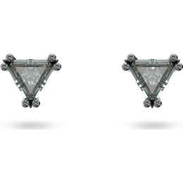 Swarovski Stilla Ruthenium Plated Black Crystal Triangle Stud Earrings, 5639137