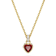 Swarovski Stilla Yellow Gold Tone Plated Heart Red Crystal Pendant Necklace, 5648750