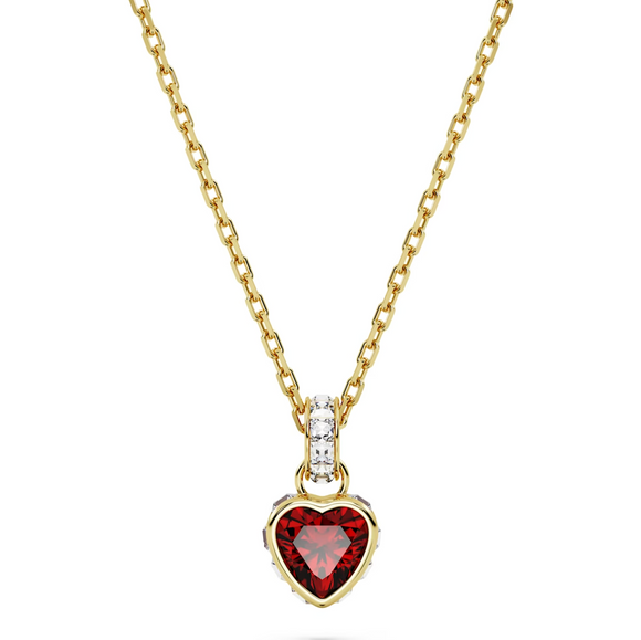 Swarovski Stilla Yellow Gold Tone Plated Heart Red Crystal Pendant Necklace, 5648750