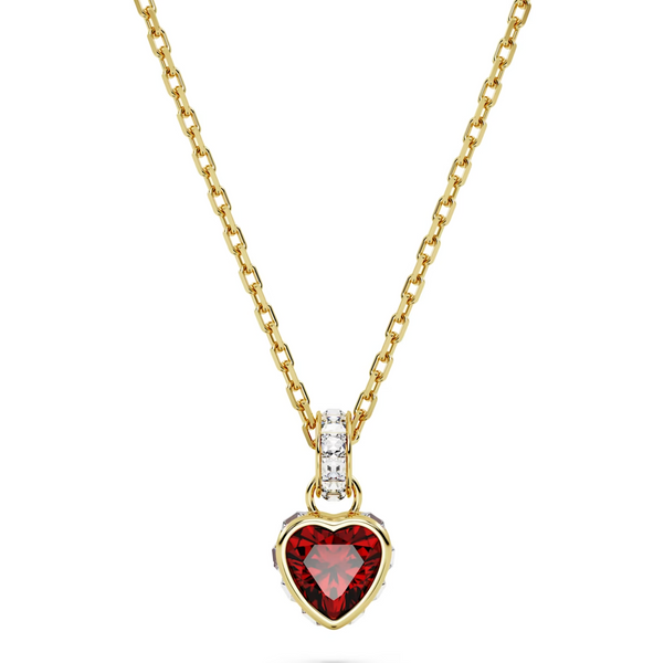 Swarovski Stilla Yellow Gold Tone Plated Heart Red Crystal Pendant Necklace, 5648750