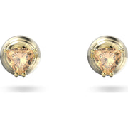 Swarovski Stilla Yellow Gold Tone Plated Orange Crystal Stud Earrings, 5639116
