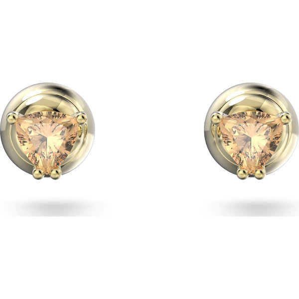 Swarovski Stilla Yellow Gold Tone Plated Orange Crystal Stud Earrings, 5639116
