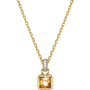 Swarovski Stilla Yellow Gold Tone Plated Square Yellow Crystal Pendant Necklace, 5648749