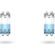 Swarovski Stilla Rhodium Plated Blue Crystal Oblong Stud Earrings, 5639132