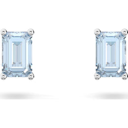 Swarovski Stilla Rhodium Plated Blue Crystal Stud Earrings, 5639134
