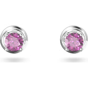 Swarovski Stilla Rhodium Plated Purple Crystal Round Stud Earrings, 5639135