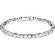 Swarovski Tennis Deluxe Rhodium Plated White Crystal Round Cut Bracelet, 5513401