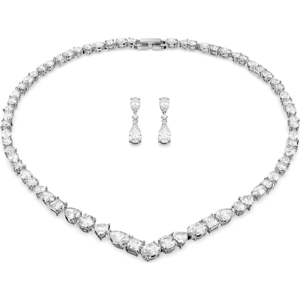 Swarovski Tennis Deluxe Rhodium Plated White Crystal Two Piece Set, 5575495