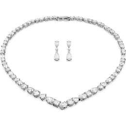 Swarovski Tennis Deluxe Rhodium Plated White Crystal Two Piece Set, 5575495