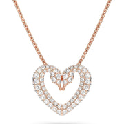 Swarovski Una Rose Gold Tone Plated White Crystal Heart Pendant, 5628657