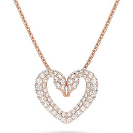 Swarovski Una Rose Gold Tone Plated White Crystal Heart Pendant, 5628657