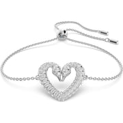 Swarovski Una Rhodium Plated White Crystal Heart Bracelet, 5625534