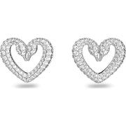 Swarovski Una Rhodium Plated White Crystal Heart Earrings, 5625535