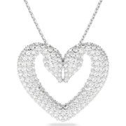 Swarovski Una Rhodium Plated White Crystal Heart Pendant, 5626176
