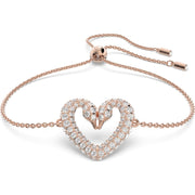 Swarovski Una Rose Gold Tone Plated White Crystal Heart Bracelet, 5628658