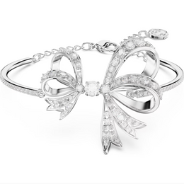 Swarovski Volta Rhodium Plated Bow White Crystal Bangle, 5647563