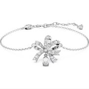 Swarovski Volta Rhodium Plated Bow White Crystal Bracelet, 5647581 