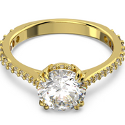 Swarovski Constella Gold Tone Plated White Crystal Cocktail Ring - Size 60 5642623