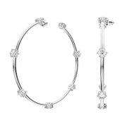 Swarovski Constella Rhodium Plated White Crystal Hoop Earrings, 5638698