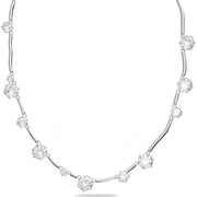 Swarovski Constella Rhodium Plated White Crystal Mixed Round Cuts Necklace, 5638696