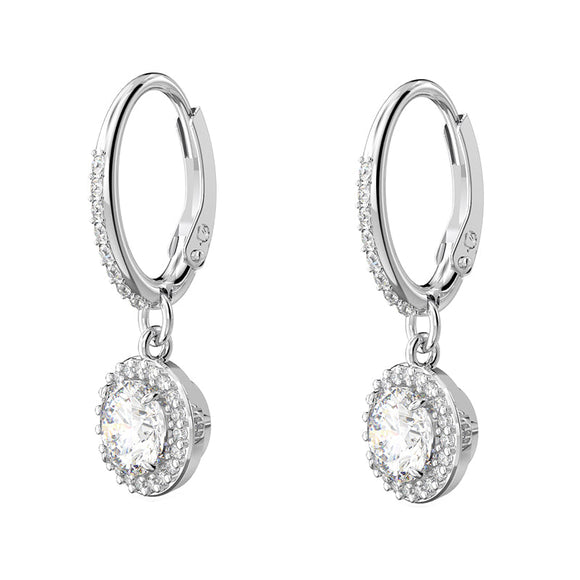 Swarovski Constella Rhodium Plated White Crystal Pave Drop Earrings, 5636270