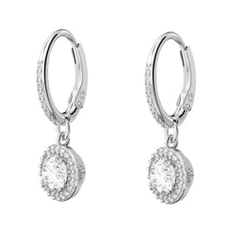 Swarovski Constella Rhodium Plated White Crystal Pave Drop Earrings, 5636270