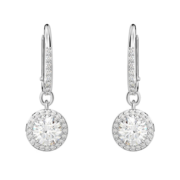 Swarovski Constella Rhodium Plated White Crystal Pave Drop Earrings, 5636270