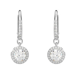 Swarovski Constella Rhodium Plated White Crystal Pave Drop Earrings, 5636270