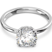 Swarovski Constella Rhodium Plated White Crystal Princess Cut Cocktail Ring - Size 60 5642636