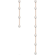 Swarovski Constella Rose Gold Tone Plated White Crystal Asymmetrical Drop Earrings 5609707