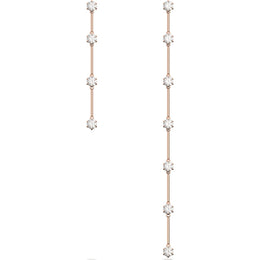 Swarovski Constella Rose Gold Tone Plated White Crystal Asymmetrical Drop Earrings 5609707
