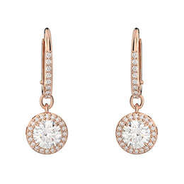 Swarovski Constella Rose Gold Tone Plated White Crystal Pave Drop Earrings, 5638769