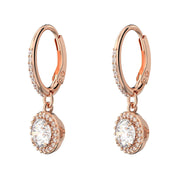 Swarovski Constella Rose Gold Tone Plated White Crystal Pave Drop Earrings, 5638769