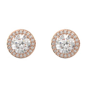 Swarovski Constella Rose Gold Tone Plated White Crystal Pave Stud Earrings, 5636275