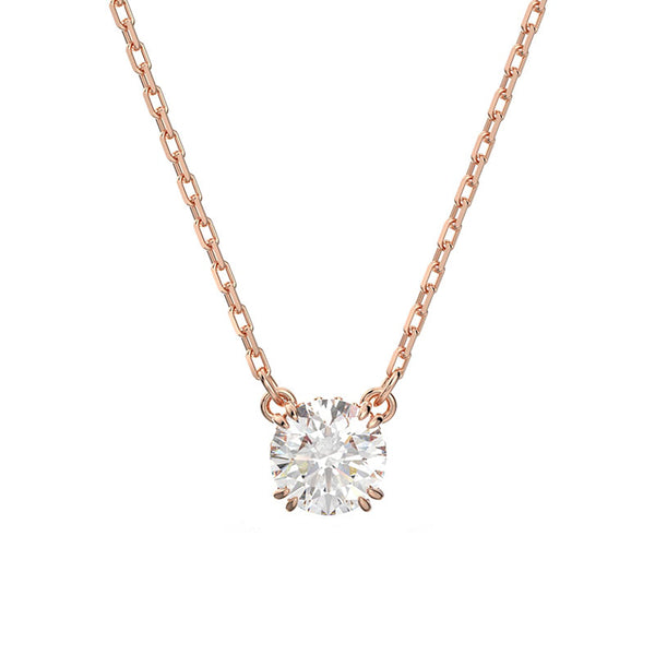 Swarovski Constella Rose Gold Tone Plated White Crystal Solitaire Pendant D
