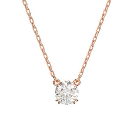 Swarovski Constella Rose Gold Tone Plated White Crystal Solitaire Pendant D