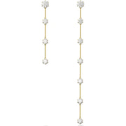 Swarovski Constella Yellow Gold Tone Plated White Crystal Asymmetrical Drop Earrings 5622721