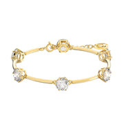 Swarovski Constella Yellow Gold Tone Plated White Crystal Round Cut Bracelet 5622719